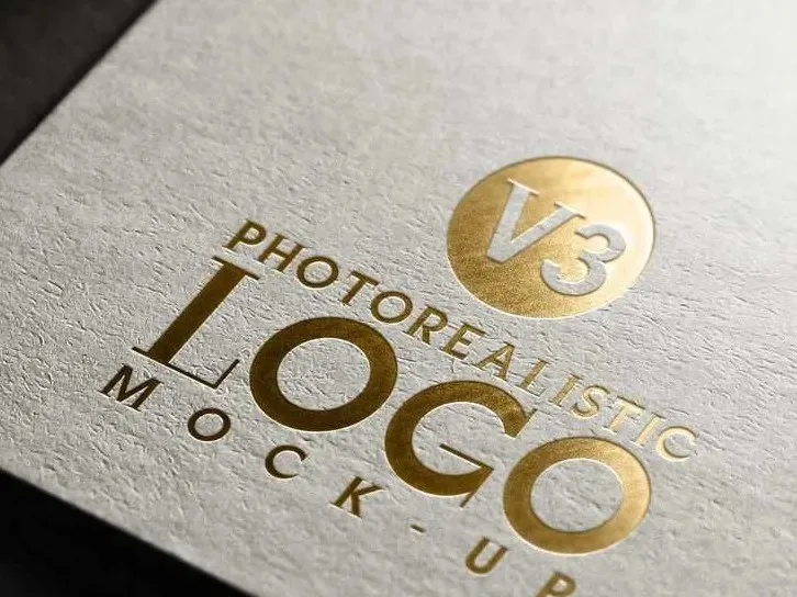 Premium hot foil stamping gold logo on white packaging